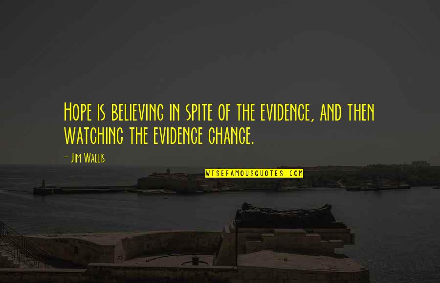 Jim Wallis Quotes By Jim Wallis: Hope is believing in spite of the evidence,