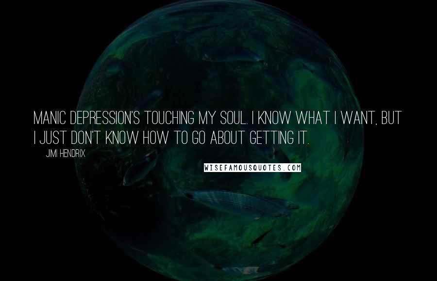 Jimi Hendrix quotes: Manic depression's touching my soul. I know what I want, but I just don't know how to go about getting it.