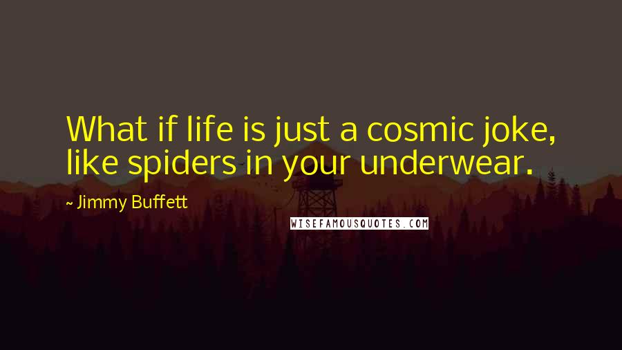 Jimmy Buffett quotes: What if life is just a cosmic joke, like spiders in your underwear.