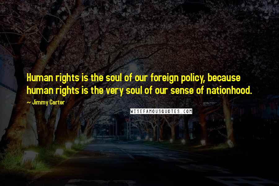 Jimmy Carter quotes: Human rights is the soul of our foreign policy, because human rights is the very soul of our sense of nationhood.