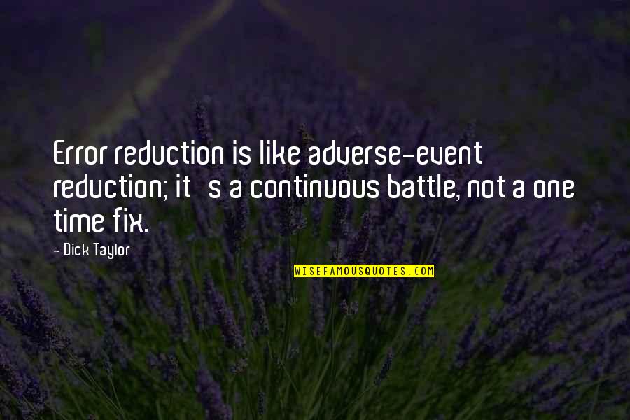 Jimmy Markum Quotes By Dick Taylor: Error reduction is like adverse-event reduction; it's a