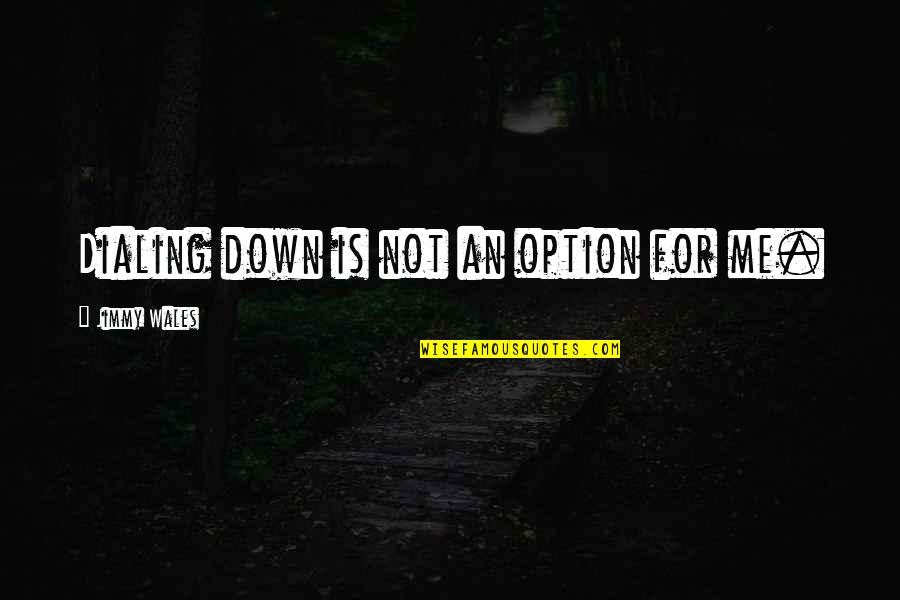 Jimmy Wales Quotes By Jimmy Wales: Dialing down is not an option for me. Jimmy Wales Quotes By Jimmy Wales: Dialing down is not an option for me.