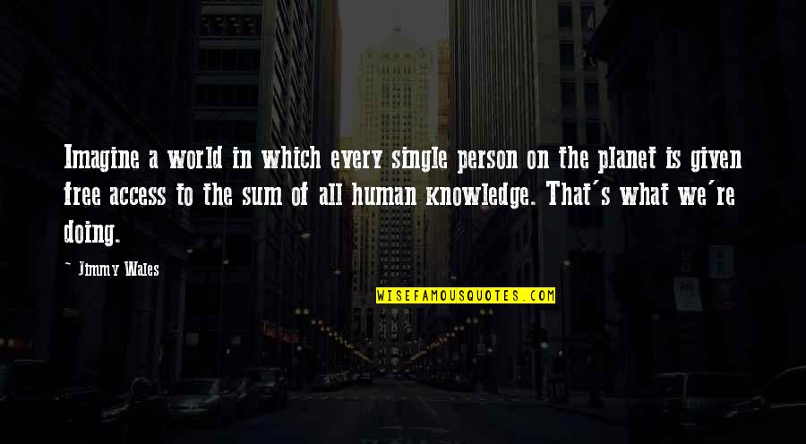 Jimmy Wales Quotes By Jimmy Wales: Imagine a world in which every single person Jimmy Wales Quotes By Jimmy Wales: Imagine a world in which every single person