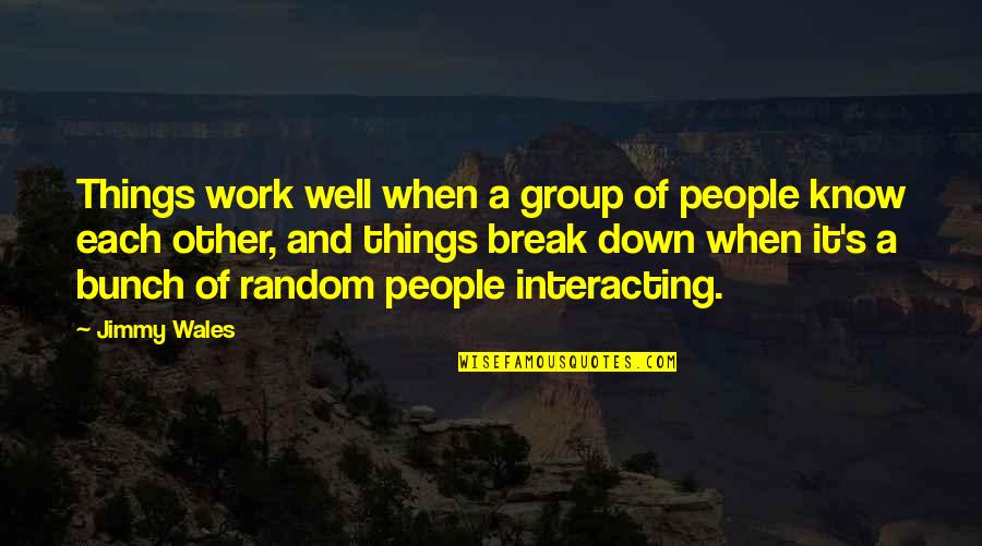 Jimmy's Quotes By Jimmy Wales: Things work well when a group of people
