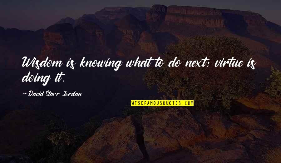 Jindong Wu Quotes By David Starr Jordan: Wisdom is knowing what to do next; virtue Jindong Wu Quotes By David Starr Jordan: Wisdom is knowing what to do next; virtue