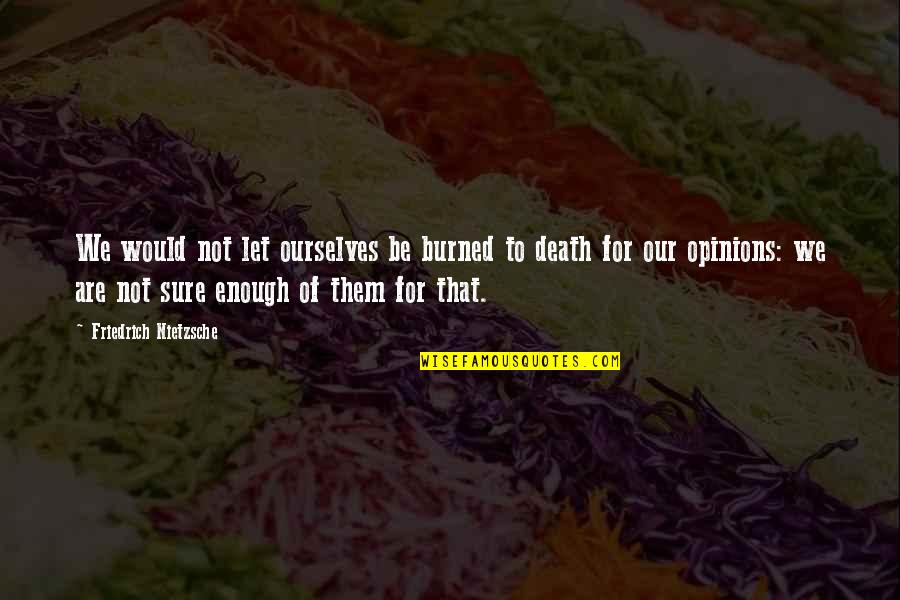 Jinhee Seo Quotes By Friedrich Nietzsche: We would not let ourselves be burned to Jinhee Seo Quotes By Friedrich Nietzsche: We would not let ourselves be burned to