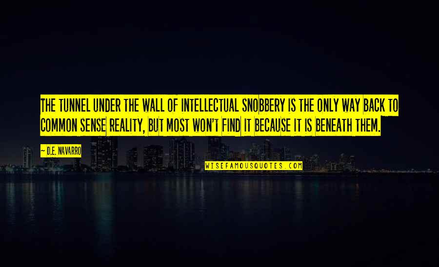 Jinzhou Technologies Quotes By D.E. Navarro: The tunnel under the wall of intellectual snobbery Jinzhou Technologies Quotes By D.E. Navarro: The tunnel under the wall of intellectual snobbery