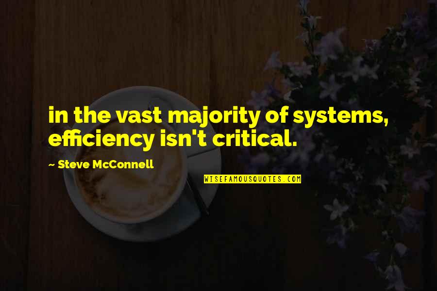 Jitterbugging On Youtube Quotes By Steve McConnell: in the vast majority of systems, efficiency isn't Jitterbugging On Youtube Quotes By Steve McConnell: in the vast majority of systems, efficiency isn't