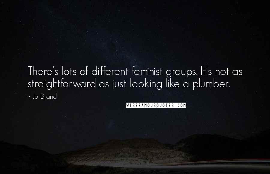 Jo Brand quotes: There's lots of different feminist groups. It's not as straightforward as just looking like a plumber.