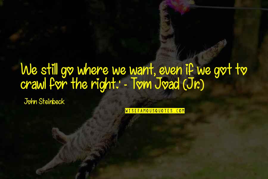 Joad Quotes By John Steinbeck: We still go where we want, even if