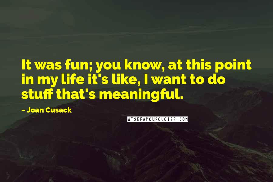 Joan Cusack quotes: It was fun; you know, at this point in my life it's like, I want to do stuff that's meaningful.