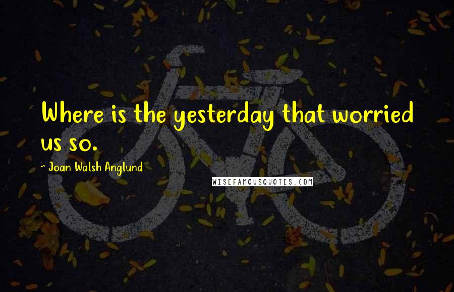 Joan Walsh Anglund quotes: Where is the yesterday that worried us so.