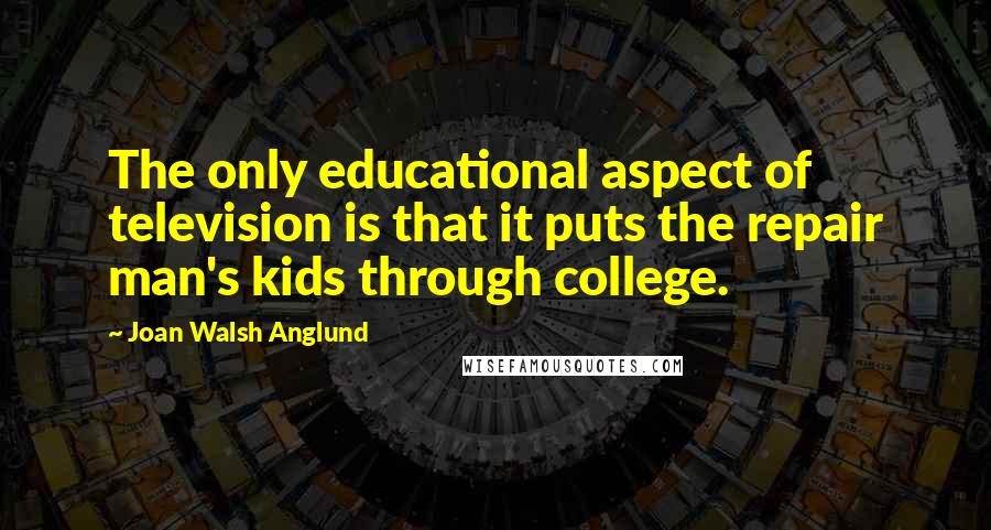 Joan Walsh Anglund quotes: The only educational aspect of television is that it puts the repair man's kids through college.