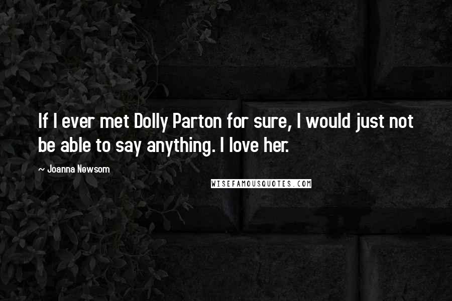 Joanna Newsom quotes: If I ever met Dolly Parton for sure, I would just not be able to say anything. I love her.