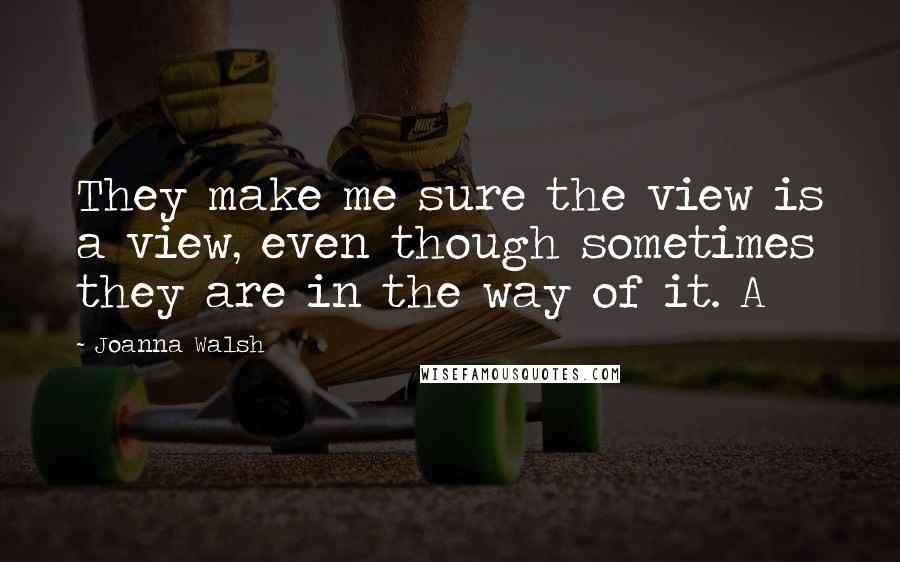 Joanna Walsh quotes: They make me sure the view is a view, even though sometimes they are in the way of it. A