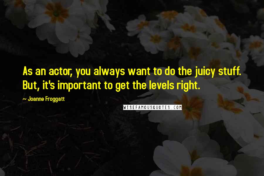 Joanne Froggatt quotes: As an actor, you always want to do the juicy stuff. But, it's important to get the levels right.