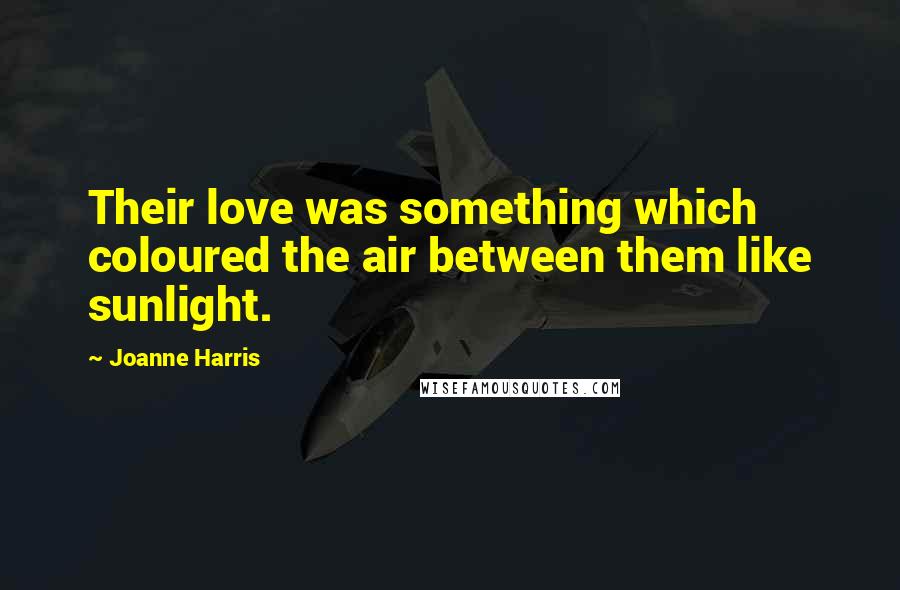 Joanne Harris quotes: Their love was something which coloured the air between them like sunlight.