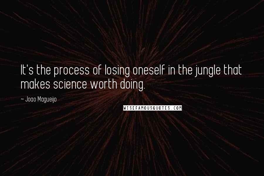 Joao Magueijo quotes: It's the process of losing oneself in the jungle that makes science worth doing.