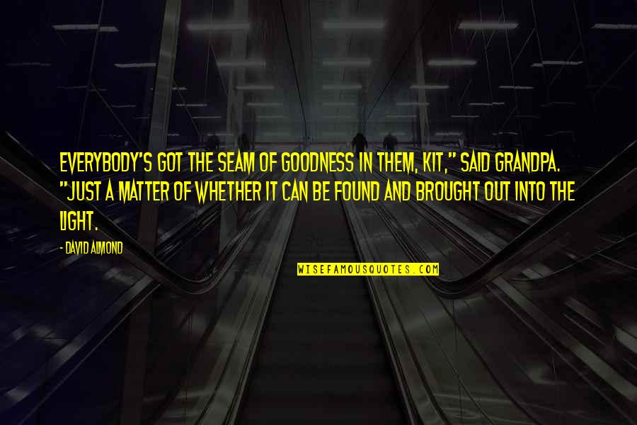 Job Advancement Quotes By David Almond: Everybody's got the seam of goodness in them, Job Advancement Quotes By David Almond: Everybody's got the seam of goodness in them,