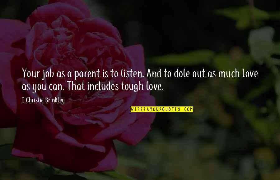 Job And Love Quotes By Christie Brinkley: Your job as a parent is to listen.