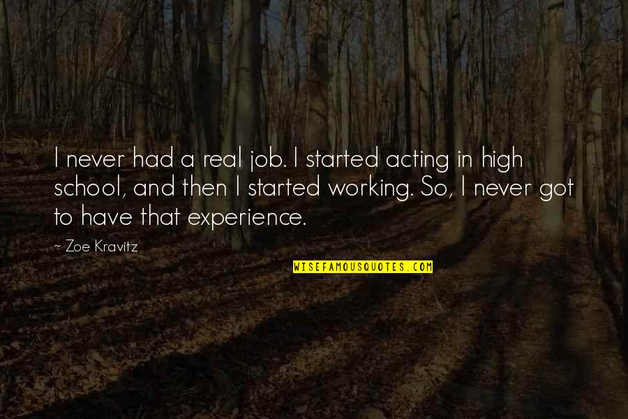 Job Experience Quotes By Zoe Kravitz: I never had a real job. I started