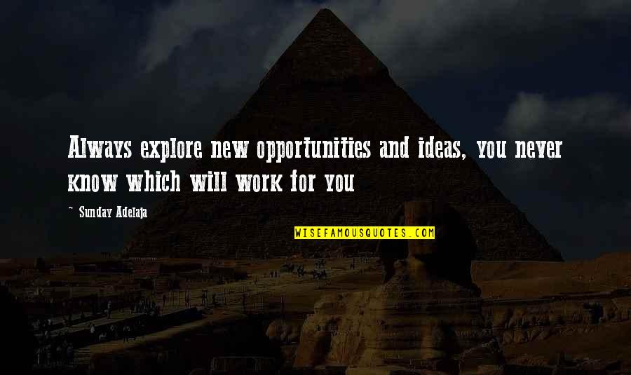 Job Opportunities Quotes By Sunday Adelaja: Always explore new opportunities and ideas, you never