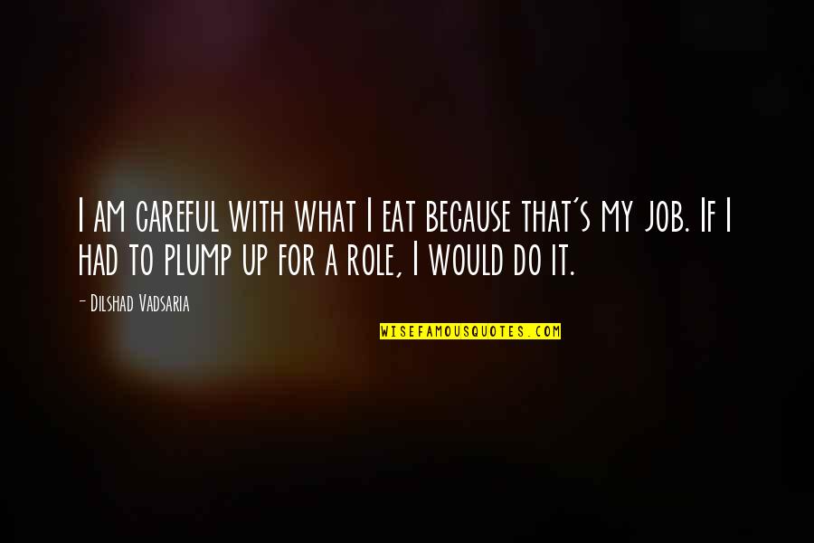 Job Role Quotes By Dilshad Vadsaria: I am careful with what I eat because