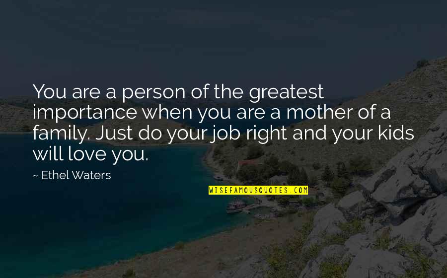 Job You Love Quotes By Ethel Waters: You are a person of the greatest importance