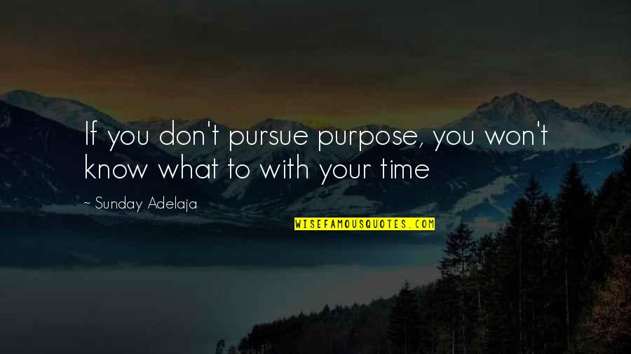 Joblessness Quotes By Sunday Adelaja: If you don't pursue purpose, you won't know