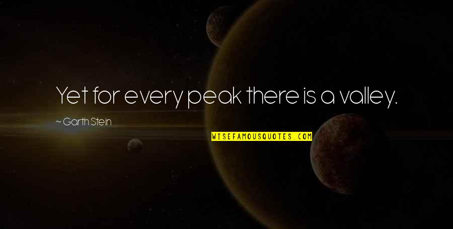 Jochen Hecht Quotes By Garth Stein: Yet for every peak there is a valley. Jochen Hecht Quotes By Garth Stein: Yet for every peak there is a valley.