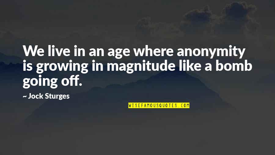 Jock Quotes By Jock Sturges: We live in an age where anonymity is
