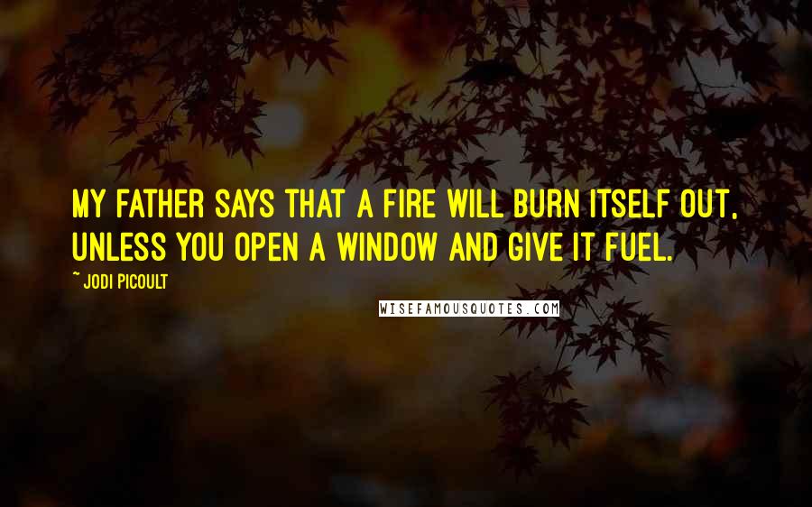 Jodi Picoult quotes: My father says that a fire will burn itself out, unless you open a window and give it fuel.