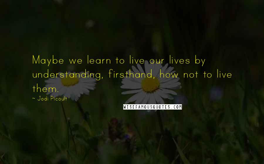 Jodi Picoult quotes: Maybe we learn to live our lives by understanding, firsthand, how not to live them.