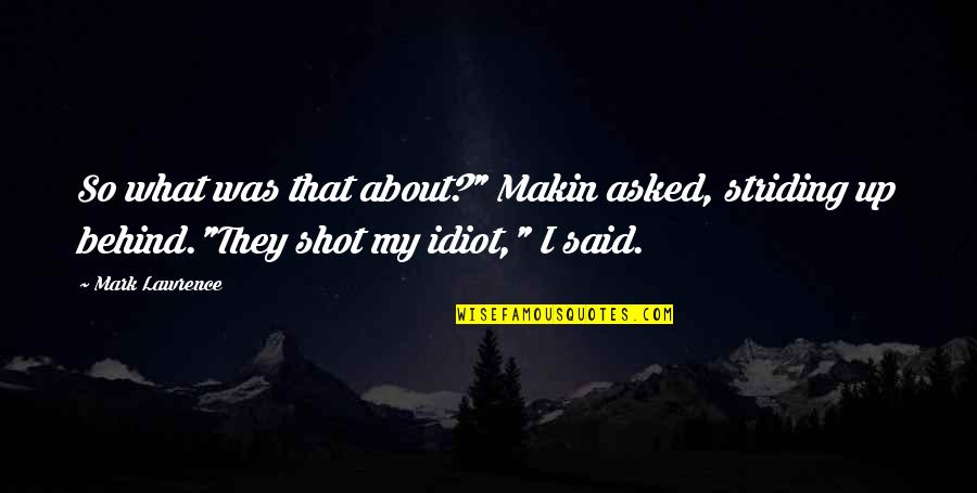 Joe Biden Meme Quotes By Mark Lawrence: So what was that about?" Makin asked, striding