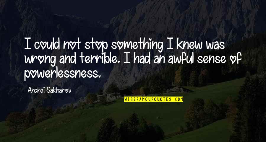 Joe Biden Putin Quote Quotes By Andrei Sakharov: I could not stop something I knew was