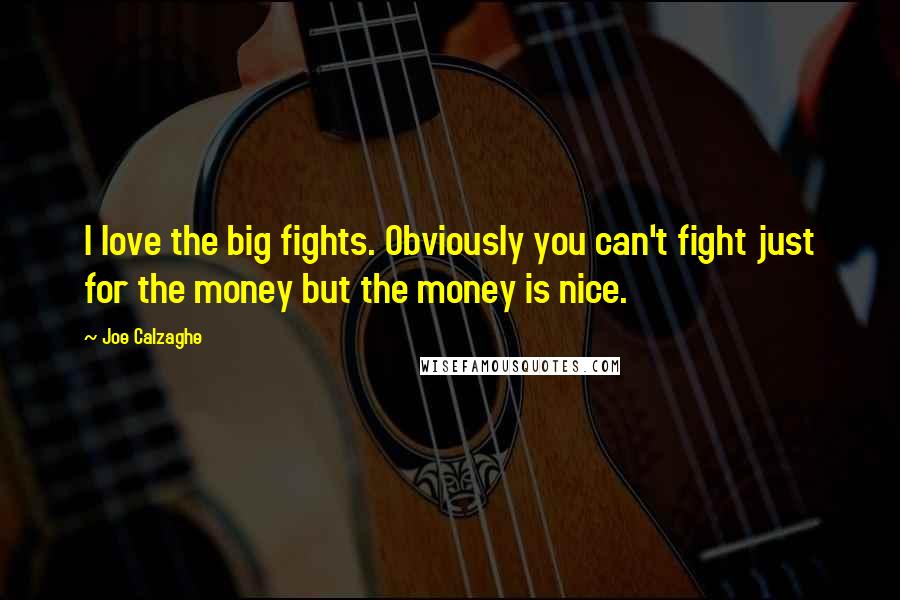 Joe Calzaghe quotes: I love the big fights. Obviously you can't fight just for the money but the money is nice.