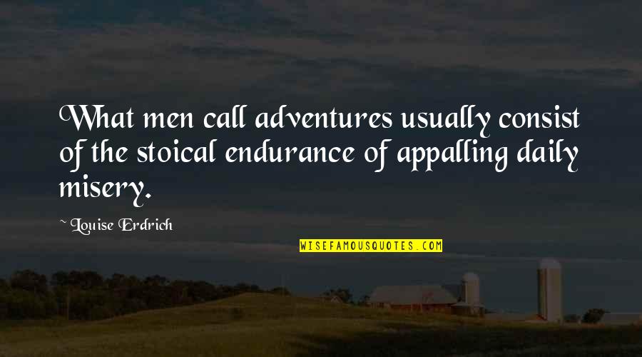 Joe Dirt 2 Quotes By Louise Erdrich: What men call adventures usually consist of the