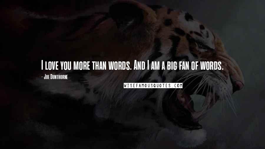 Joe Dunthorne quotes: I love you more than words. And I am a big fan of words.