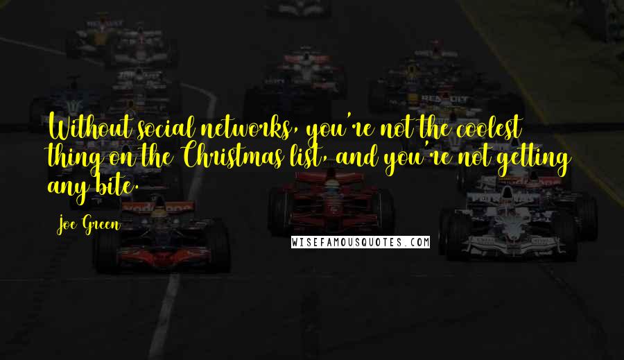 Joe Green quotes: Without social networks, you're not the coolest thing on the Christmas list, and you're not getting any bite.