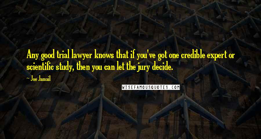 Joe Jamail quotes: Any good trial lawyer knows that if you've got one credible expert or scientific study, then you can let the jury decide.