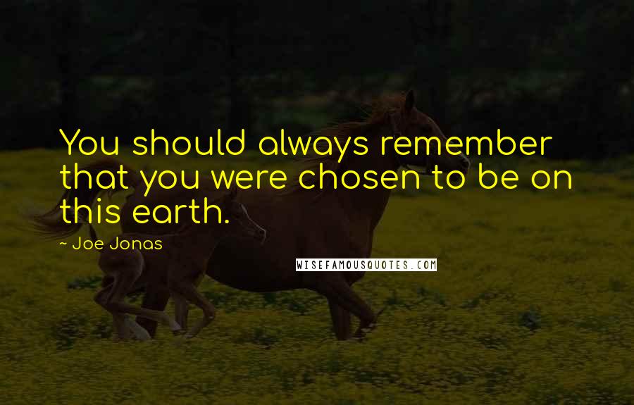 Joe Jonas quotes: You should always remember that you were chosen to be on this earth.