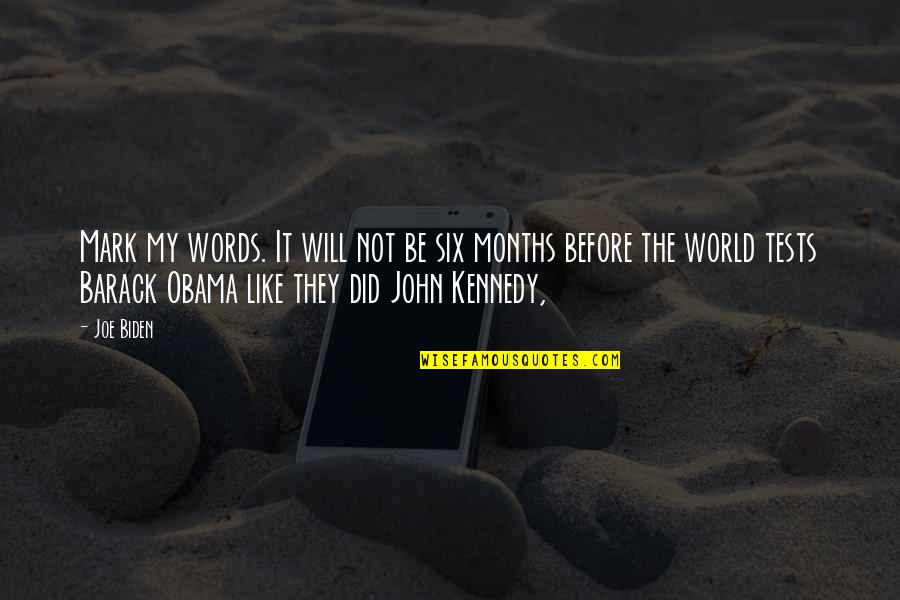 Joe Kennedy Quotes By Joe Biden: Mark my words. It will not be six