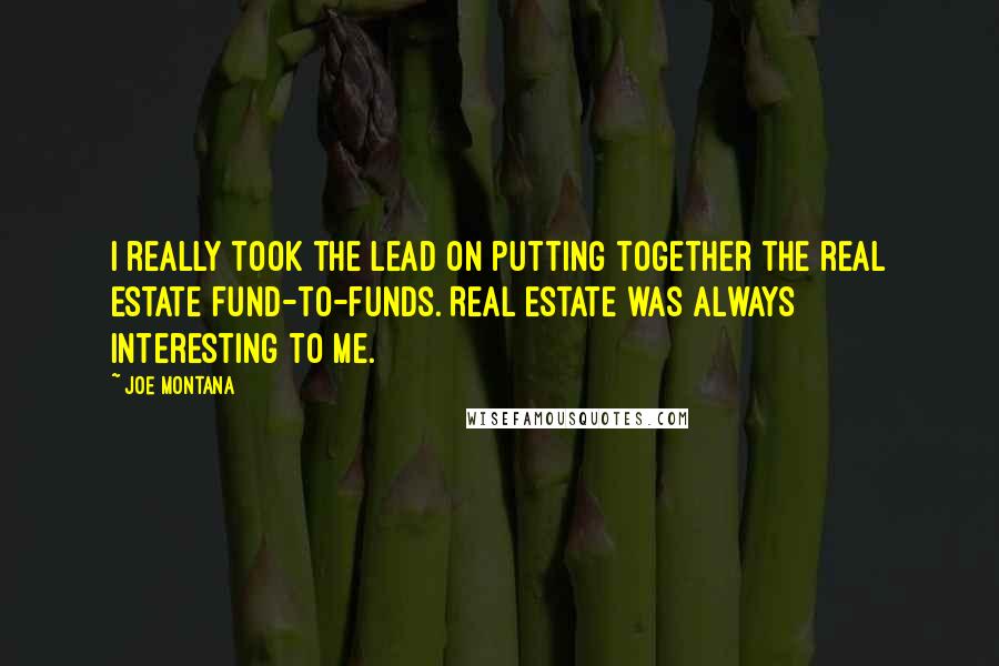 Joe Montana quotes: I really took the lead on putting together the real estate fund-to-funds. Real estate was always interesting to me.