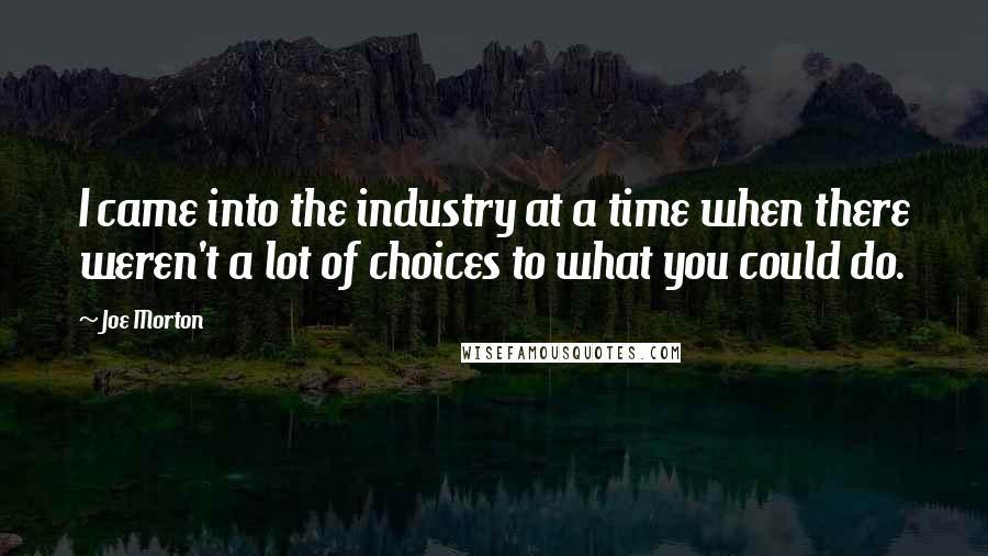 Joe Morton quotes: I came into the industry at a time when there weren't a lot of choices to what you could do.