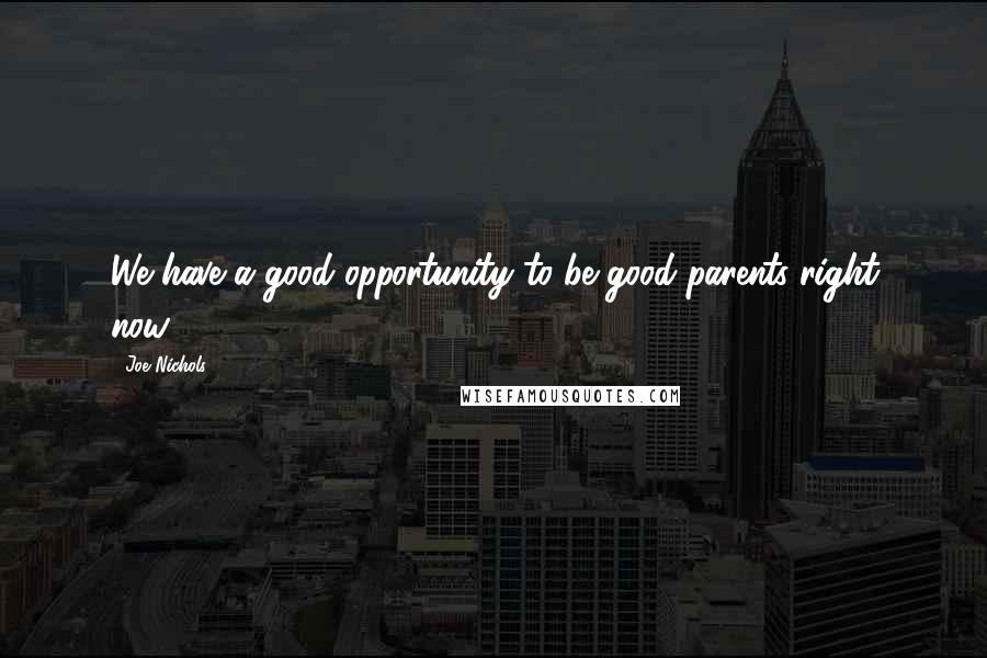 Joe Nichols quotes: We have a good opportunity to be good parents right now.
