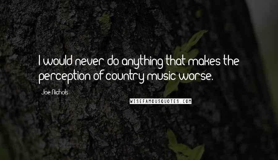 Joe Nichols quotes: I would never do anything that makes the perception of country music worse.