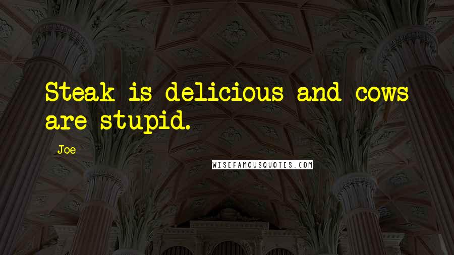 Joe quotes: Steak is delicious and cows are stupid.