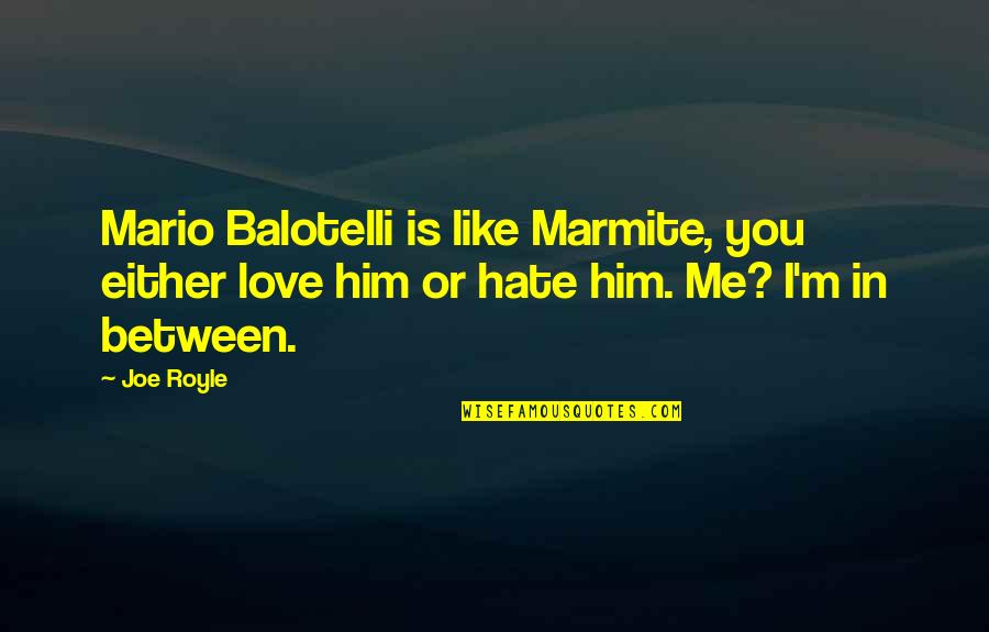 Joe Royle Quotes By Joe Royle: Mario Balotelli is like Marmite, you either love