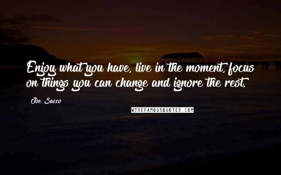 Joe Sacco quotes: Enjoy what you have, live in the moment, focus on things you can change and ignore the rest.