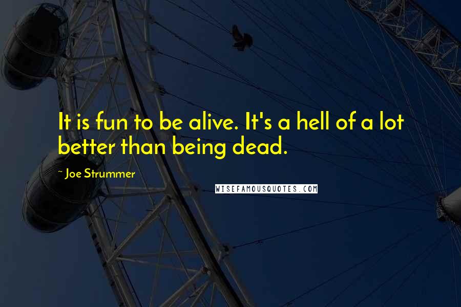 Joe Strummer quotes: It is fun to be alive. It's a hell of a lot better than being dead.